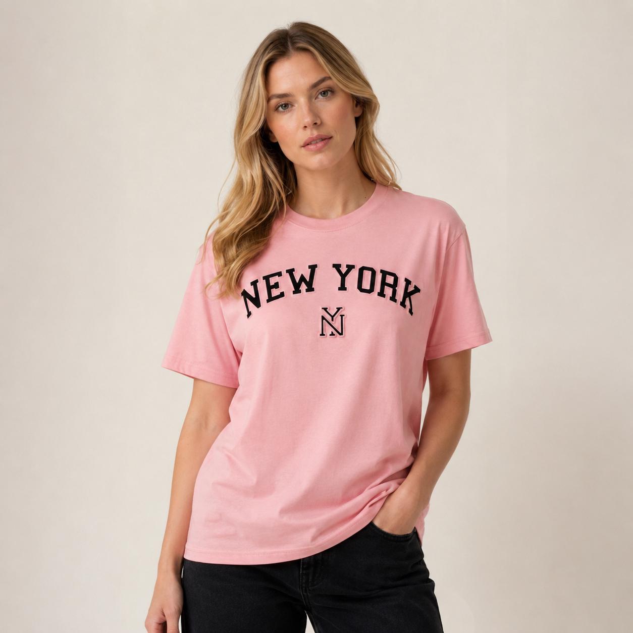 New York Puff Print T-Shirt, Unisex Cotton Blend, NYC Souvenir Tee