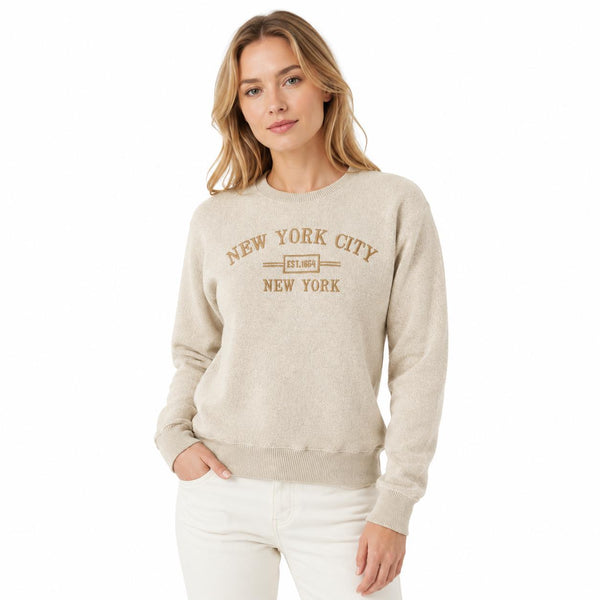 New York City Embroidered Crewneck Sweatshirt, Minimalist NYC Souvenir Pullover