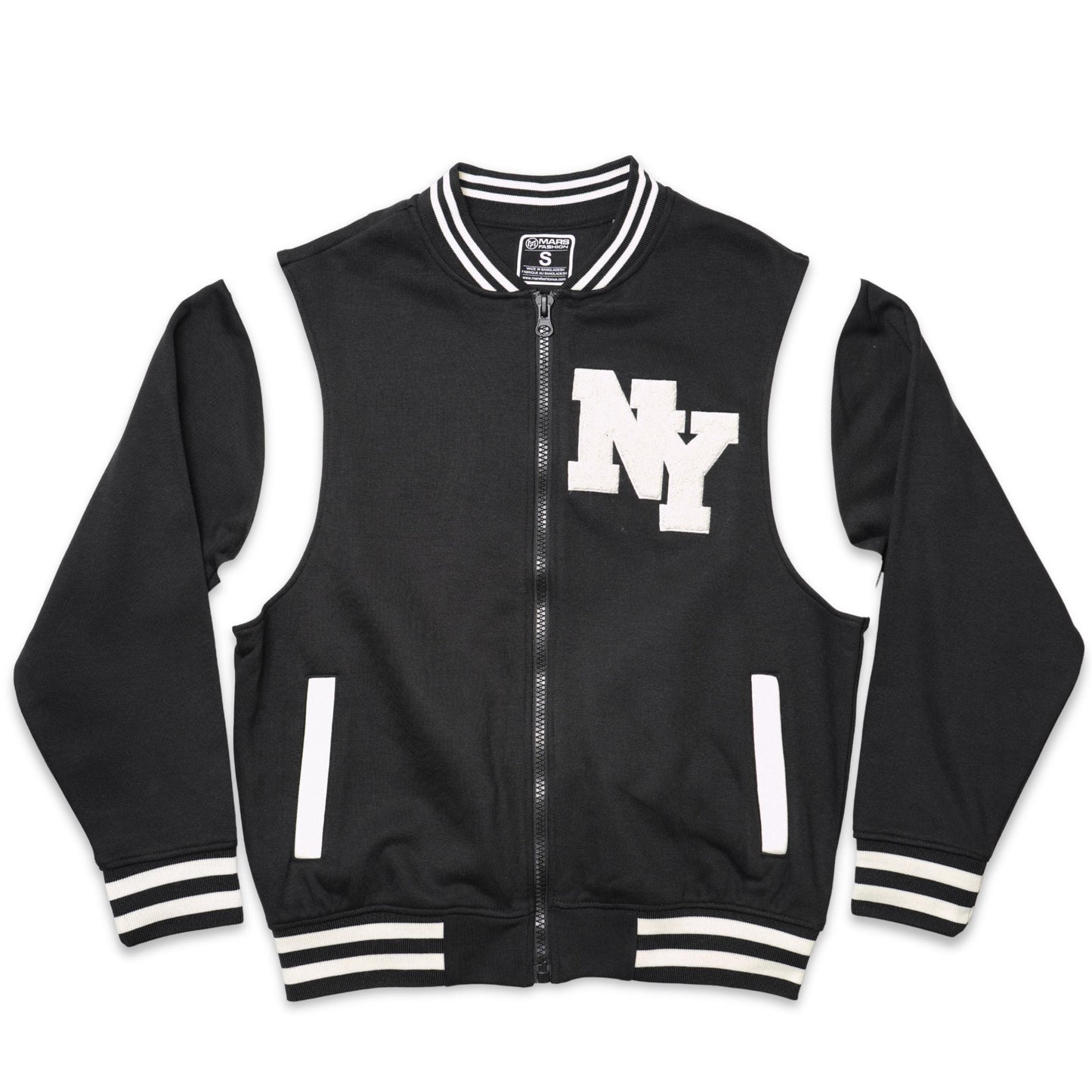 New York Varsity Jacket, Unisex Streetwear Full Zip, Applique NY Patch
