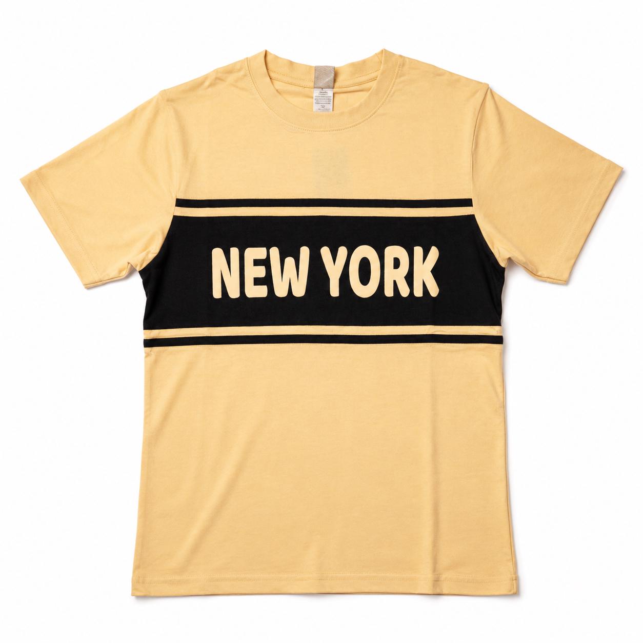 New York Retro Stripe Graphic T-Shirt, Men's Casual Streetwear Top