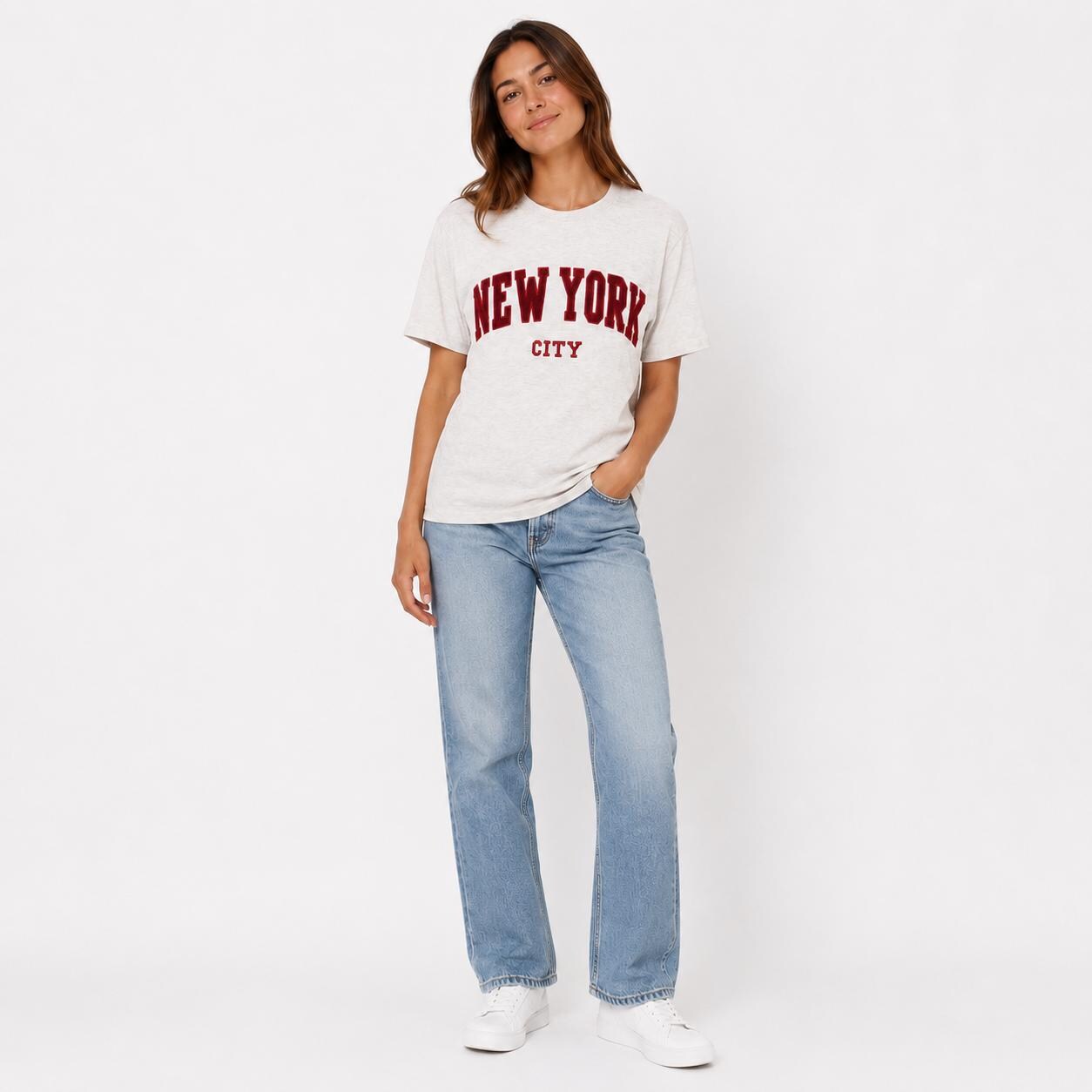 New York City Varsity Letter T-Shirt, Chenille Embroidery Souvenir Tee