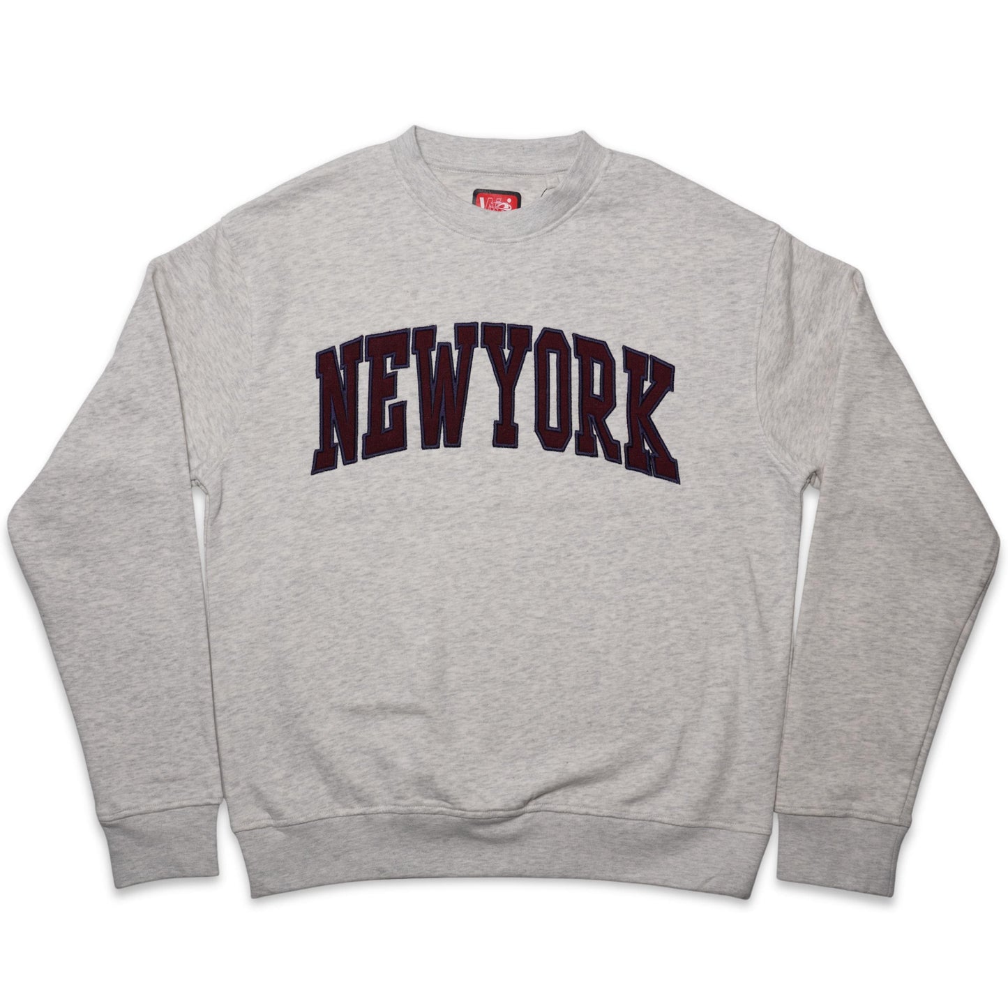 New York Classic Raglan Wide-Collar applique Crewneck Sweatshirt, Unisex Streetwear Pullover Sweater