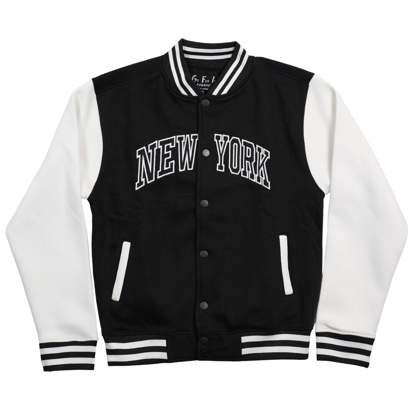 New York Varsity Jacket, Unisex Streetwear Button, Applique NY Patch