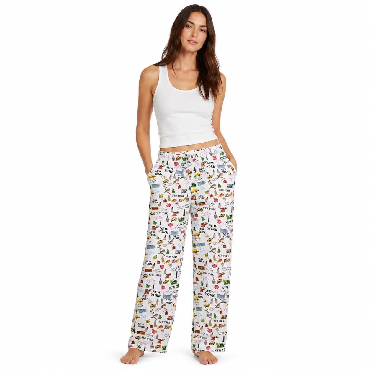 100% Cotton NYC All Over Print Pajama Lounge Pants