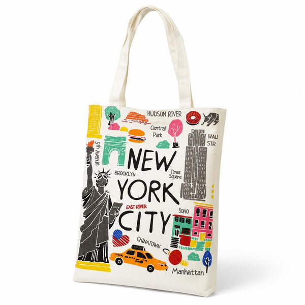 New York City Graphic Tote Bag, Statue of Liberty Skyline Shoulder Bag, Travel Souvenir