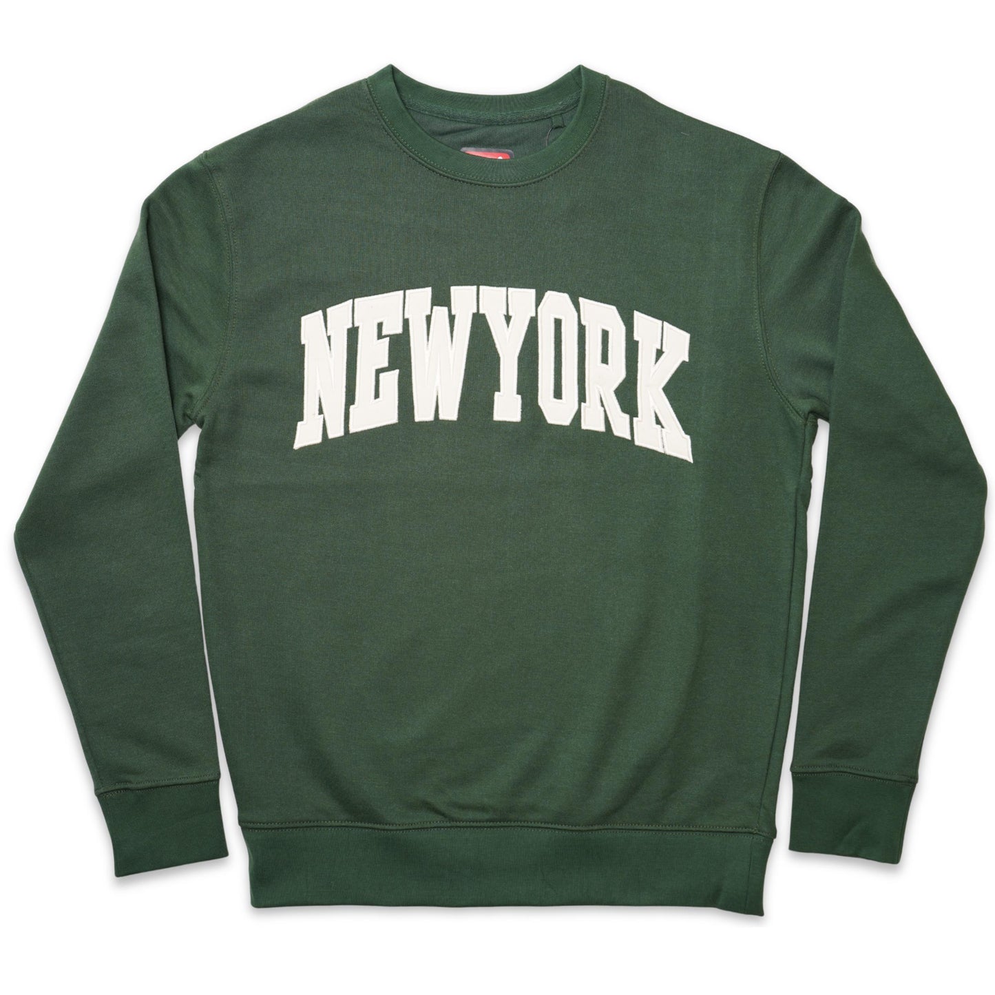 New York Classic Raglan Wide-Collar applique Crewneck Sweatshirt, Unisex Streetwear Pullover Sweater