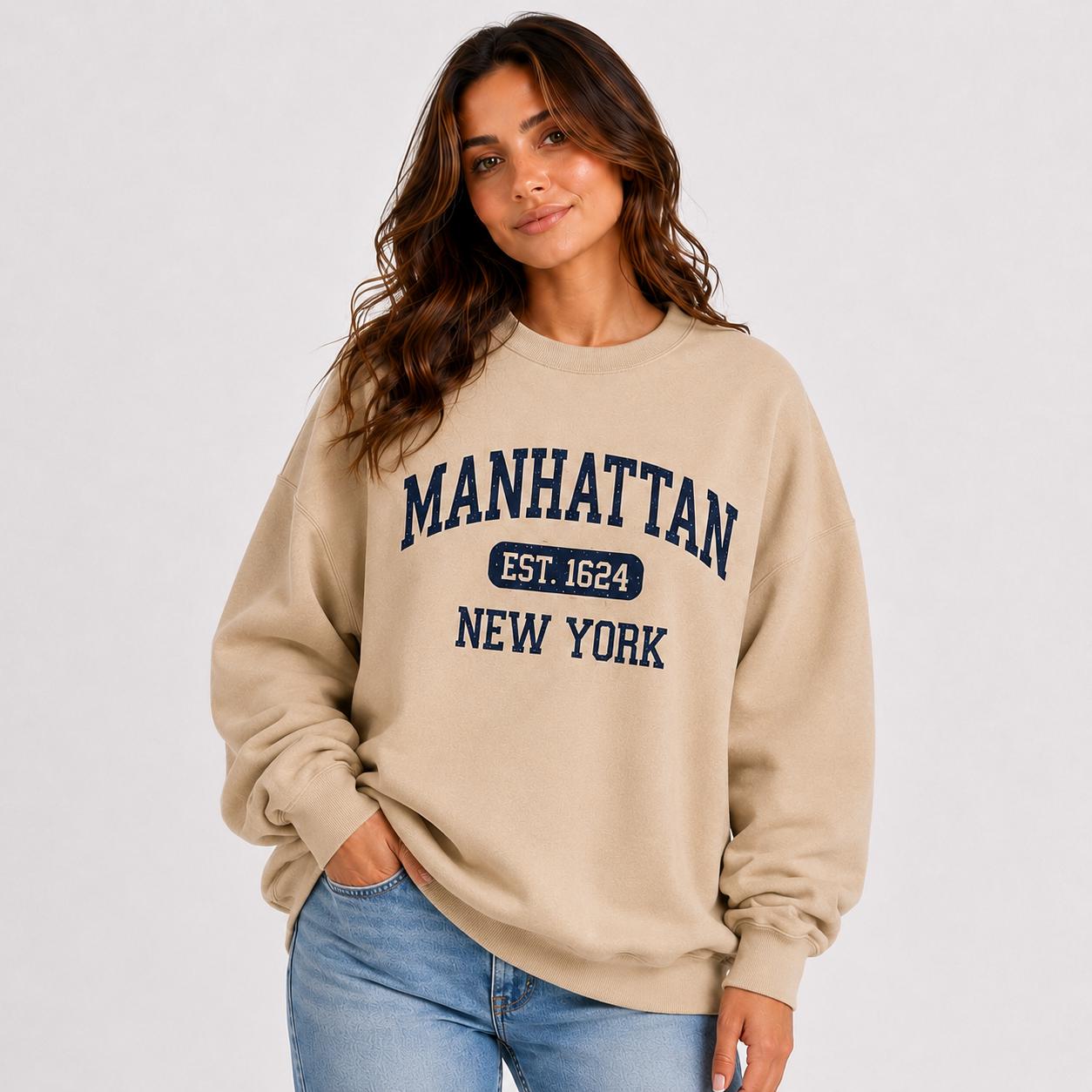 Manhattan Est. 1624 Vintage Collegiate T-Shirt, Sweatshirt, Hoodie