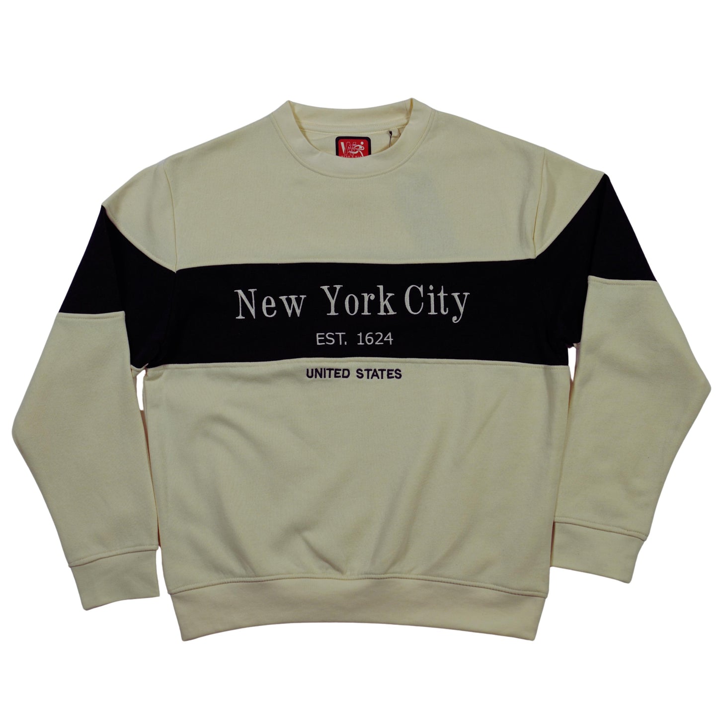 New York City Colorblock embroidered Crewneck Sweatshirt, Est 1624 Graphic Pullover