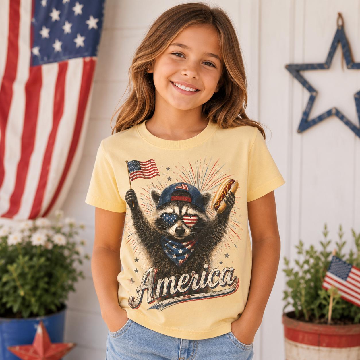 Feral Raccoon America Shirt, Patriotic 4th of July Comfort Colors Tee