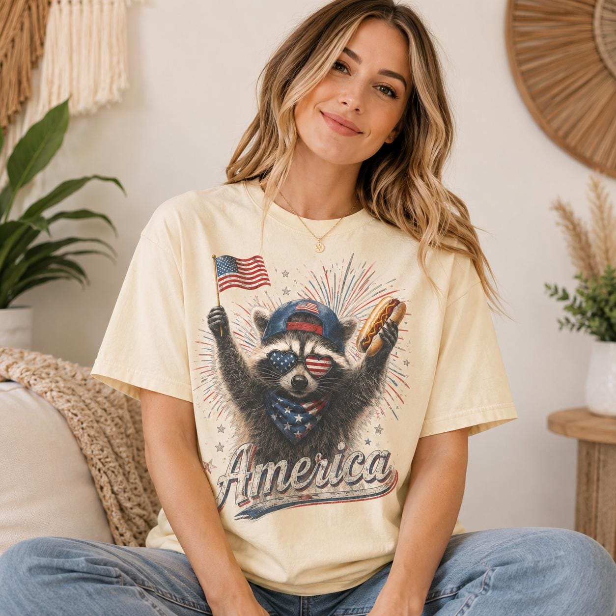 Feral Raccoon America Shirt, Patriotic 4th of July Comfort Colors Tee