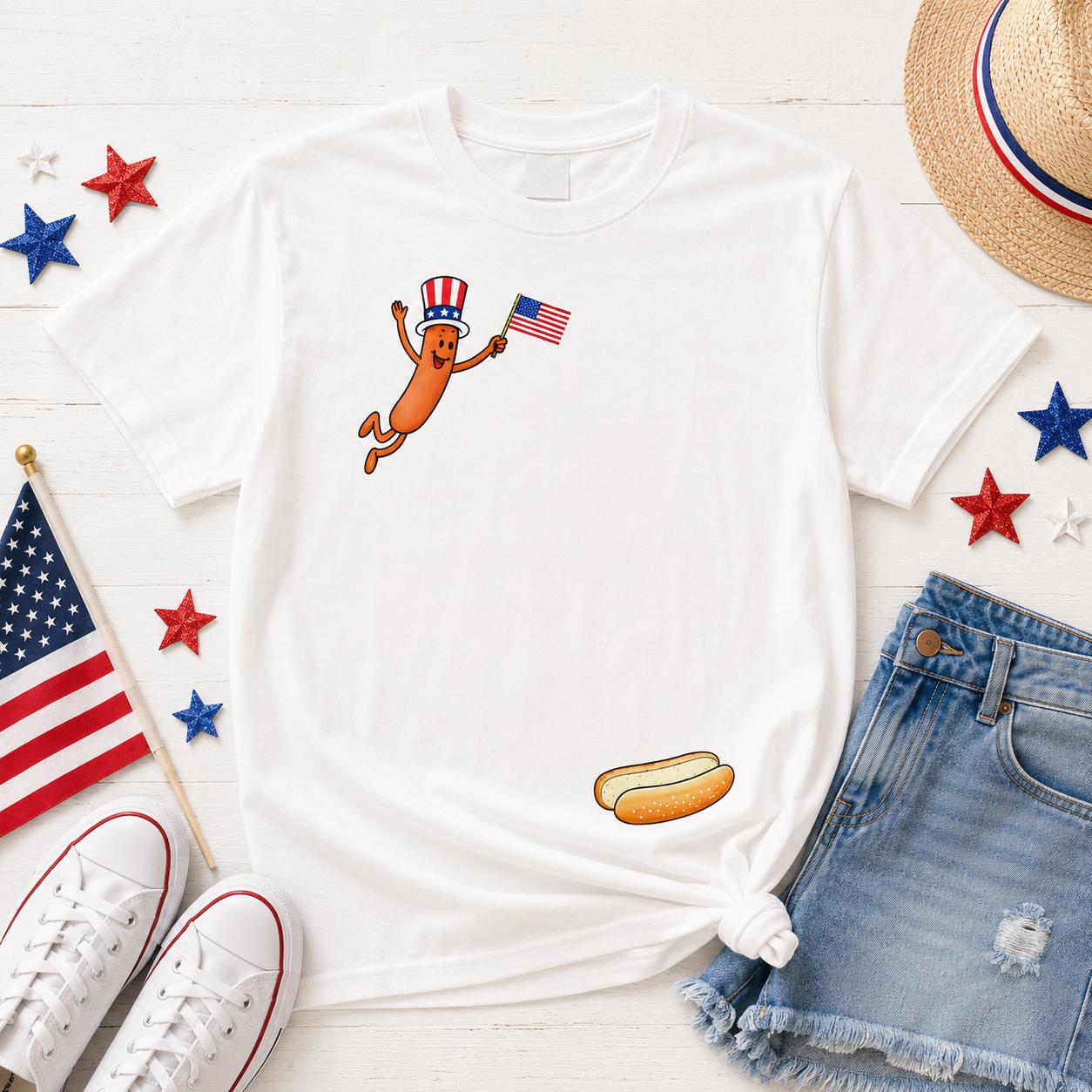 Uncle Sam Hot Dog Dive Shirt, Patriotic 4th of July BBQ Tee