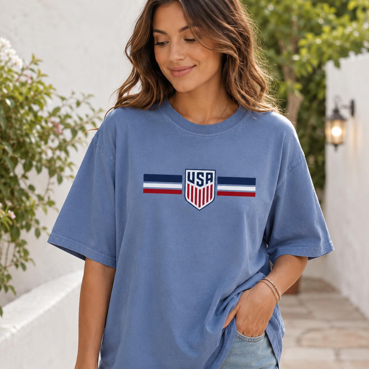 USA Soccer Fan Tee, Comfort Colors Patriotic Game Day Shirt