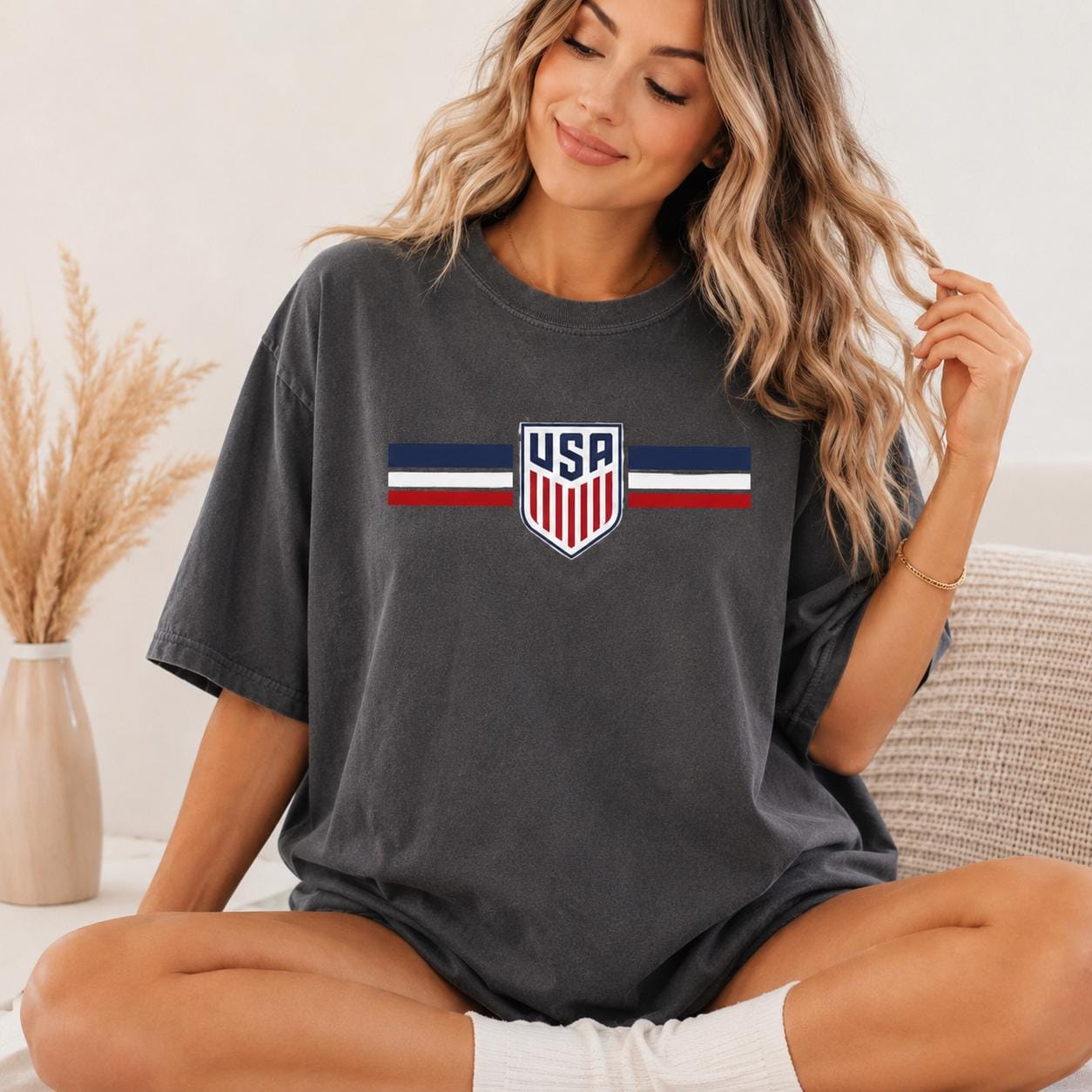 USA Soccer Fan Tee, Comfort Colors Patriotic Game Day Shirt