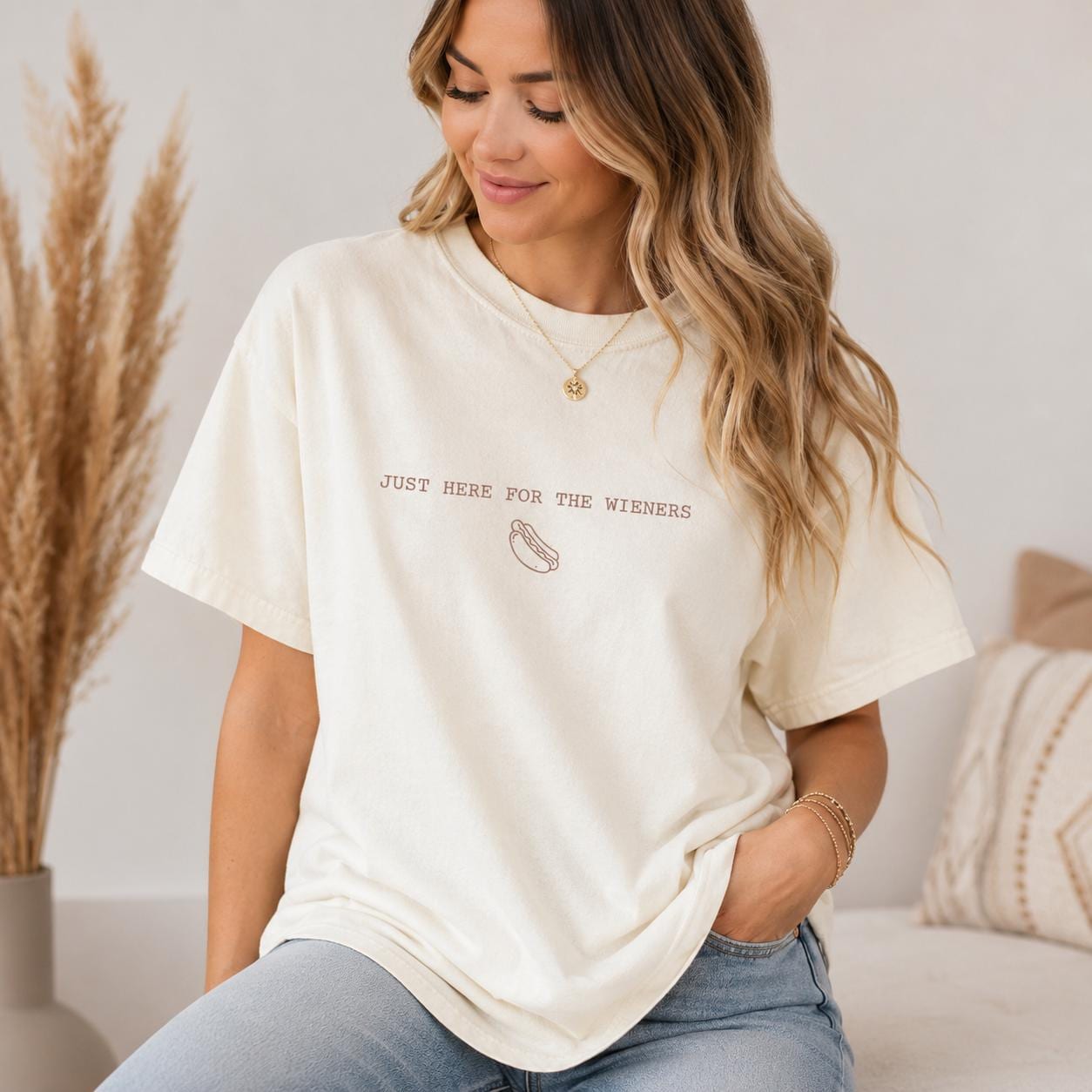 Just Here For The Wieners Hot Dog Tee, Comfort Colors BBQ Shirt