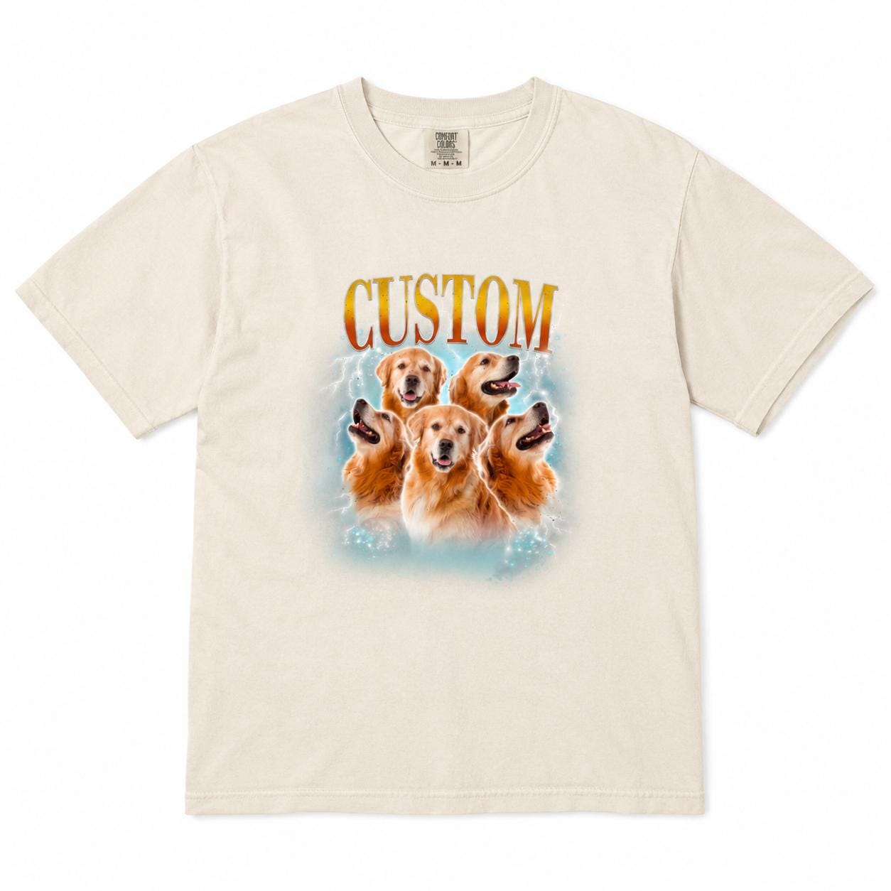 Custom Golden Retriever Portrait Shirt, Personalized Pet Tee, Comfort Colors Dog Mom Gift