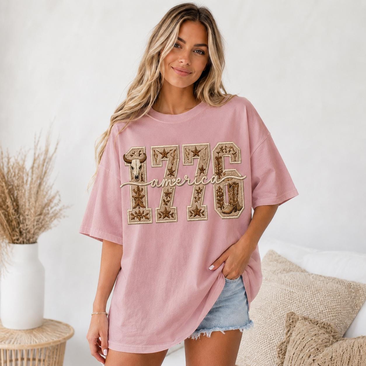 Comfort Colors 1776 America Patriotic T-Shirt, Summer USA Tee Women