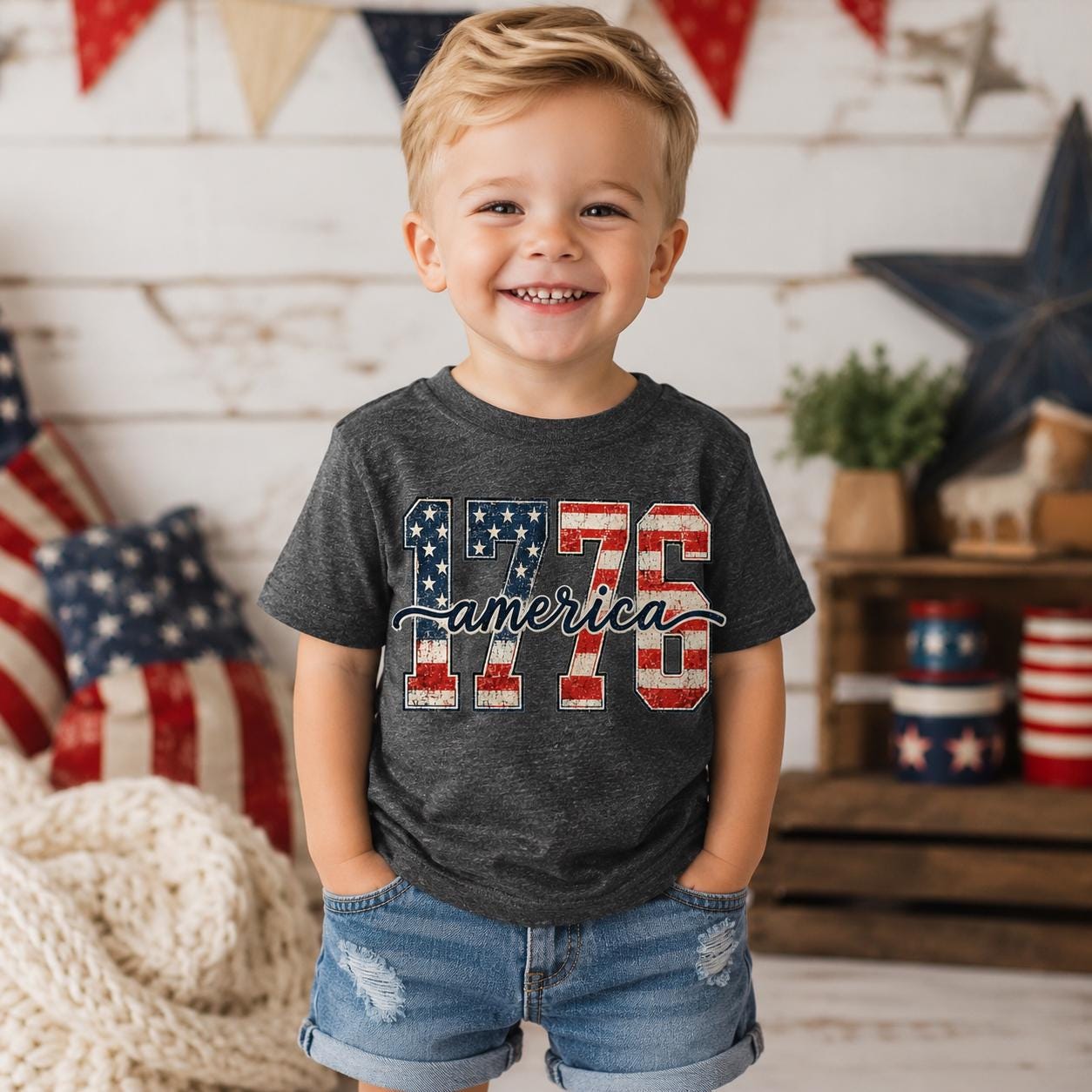 Comfort Colors 1776 America T-Shirt, Patriotic USA Summer Tee