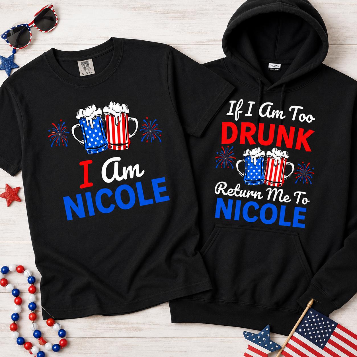 Comfort Colors USA Patriotic Beer Mugs Shirt, 4th of July Couple Gift
