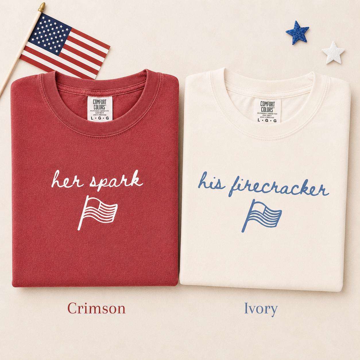Comfort Colors USA Flag Couple Shirts, Patriotic 4th of July T-Shirts