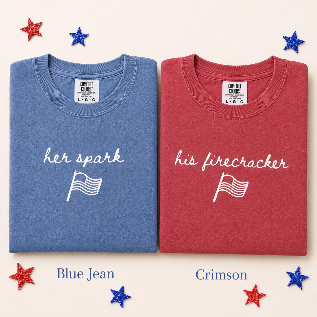 Comfort Colors USA Flag Couple Shirts, Patriotic 4th of July T-Shirts