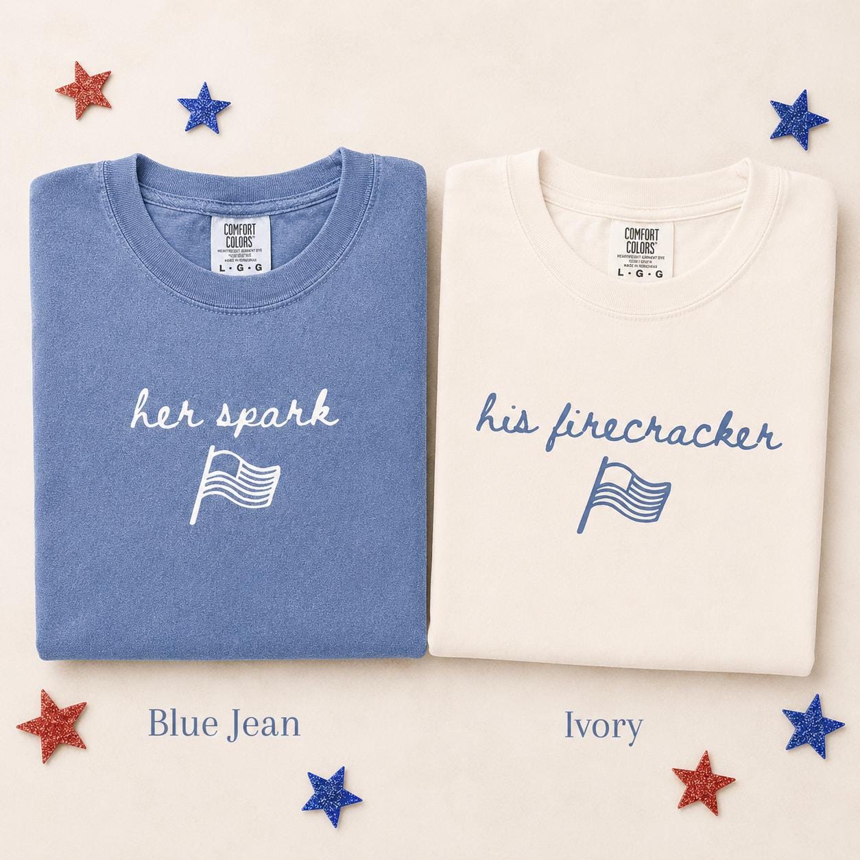 Comfort Colors USA Flag Couple Shirts, Patriotic 4th of July T-Shirts