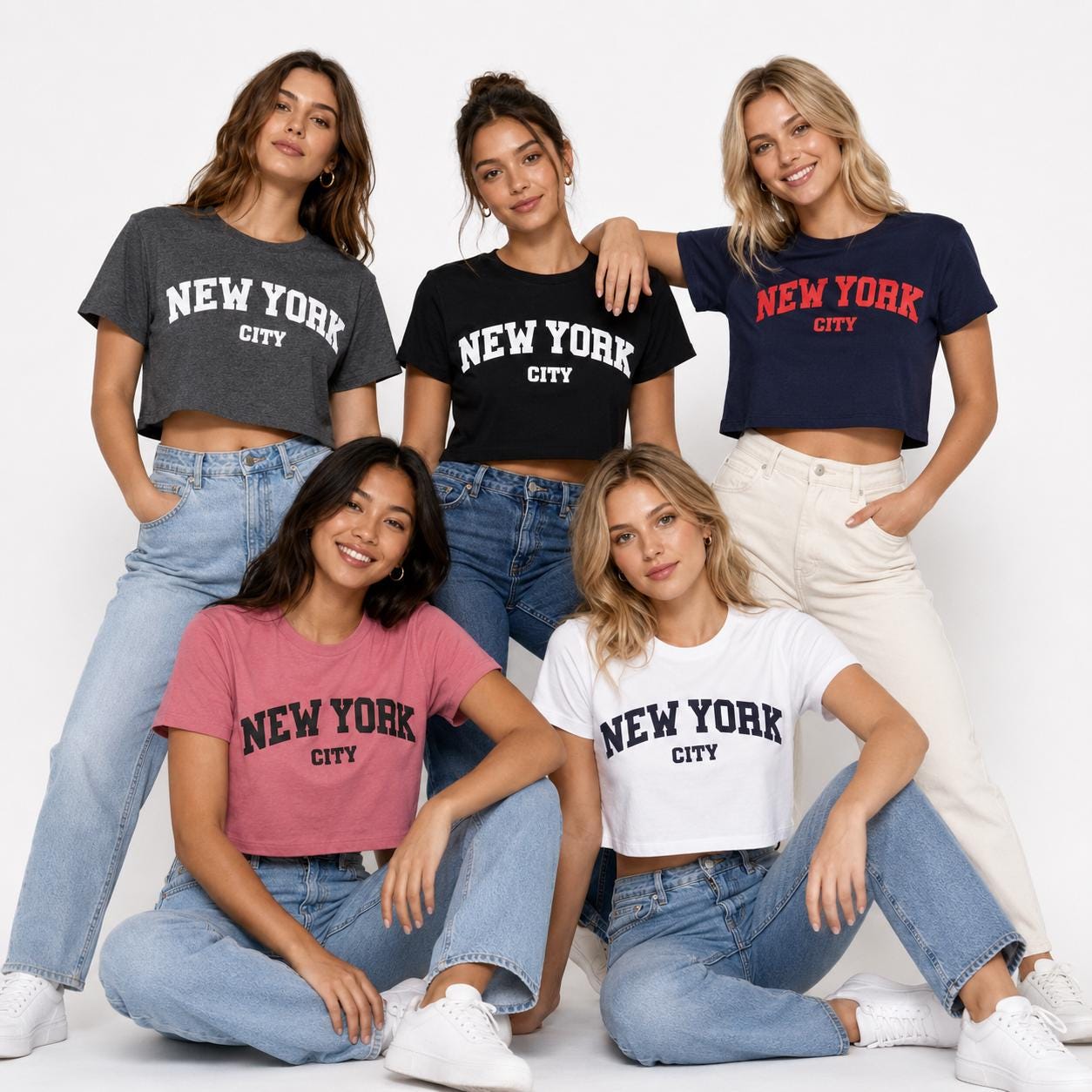 New York City Varsity Graphic Crop Top, Cotton Blend Streetwear Tee