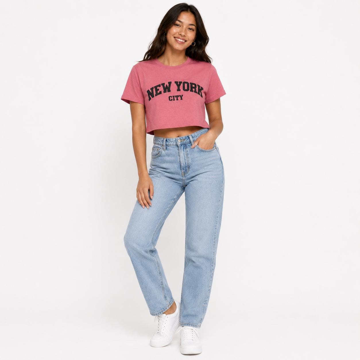 New York City Varsity Graphic Crop Top, Cotton Blend Streetwear Tee