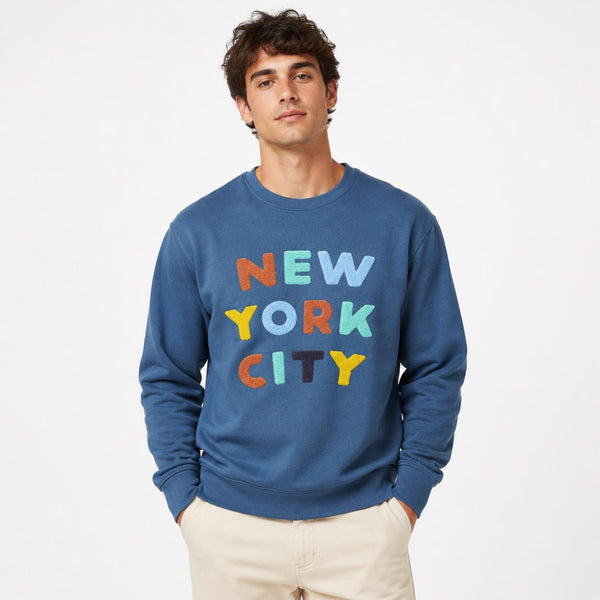 New York City Fleece Crewneck Sweatshirt | Vintage Graphic Pullover for Men Women