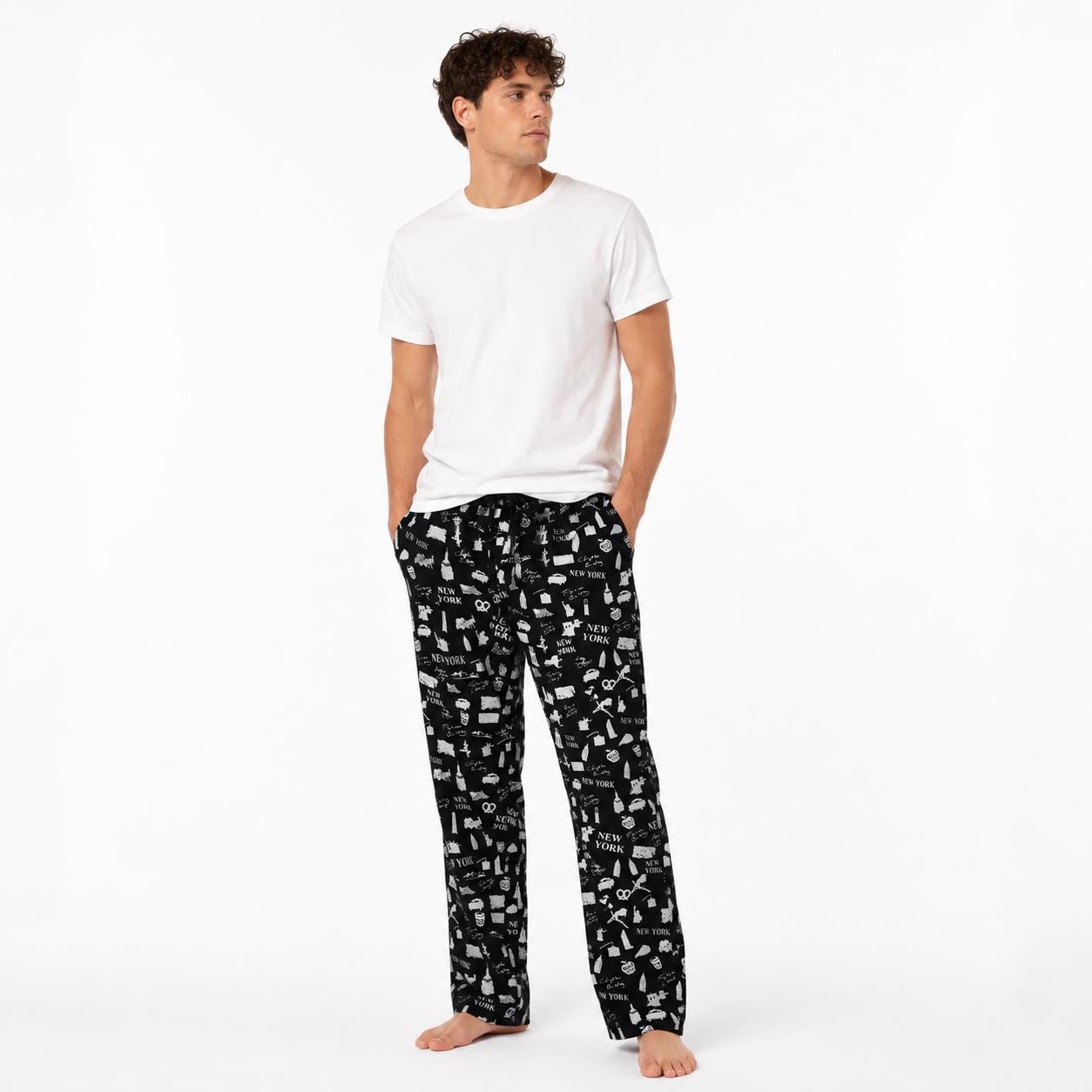 100% Cotton NYC All Over Print Pajama Lounge Pants