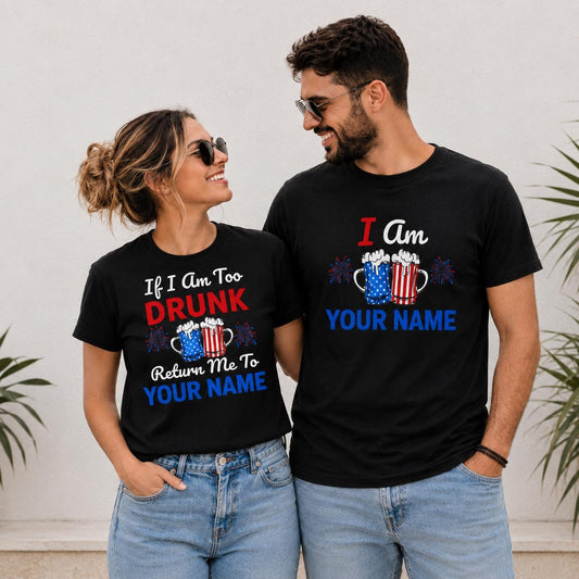 Comfort Colors USA Patriotic Beer Mugs Shirt, 4th of July Couple Gift