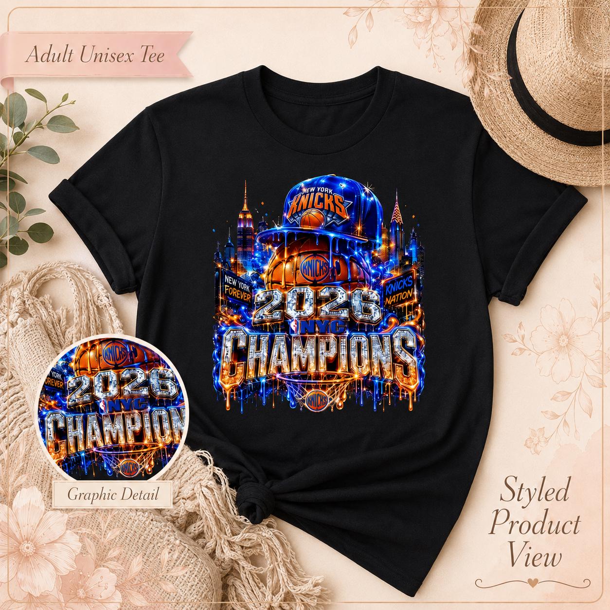 New York Knicks 2026 Champions Basketball T-Shirt, NBA Fan Apparel