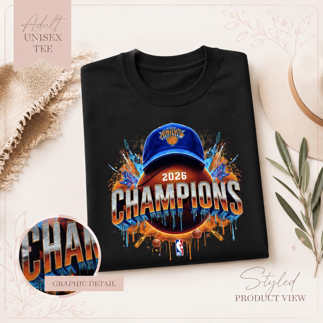 New York Knicks 2026 Champions Basketball T-Shirt, NBA Fan Apparel