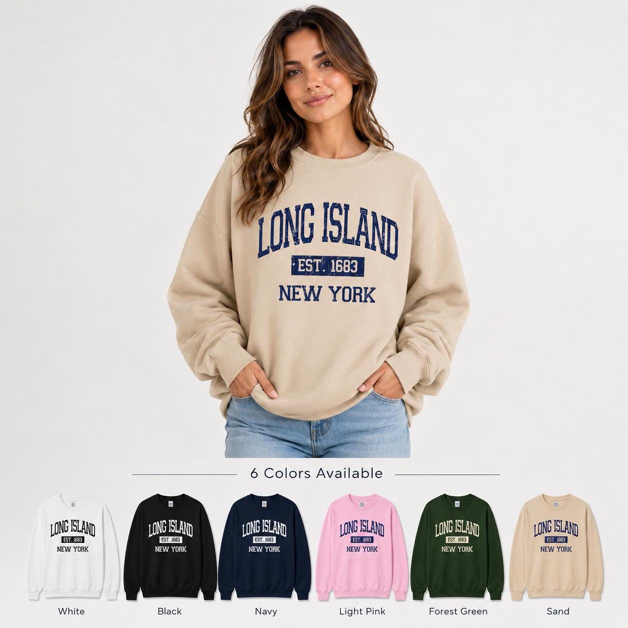 Long Island Est. 1683 Vintage Collegiate T-Shirt, Sweatshirt, Hoodie