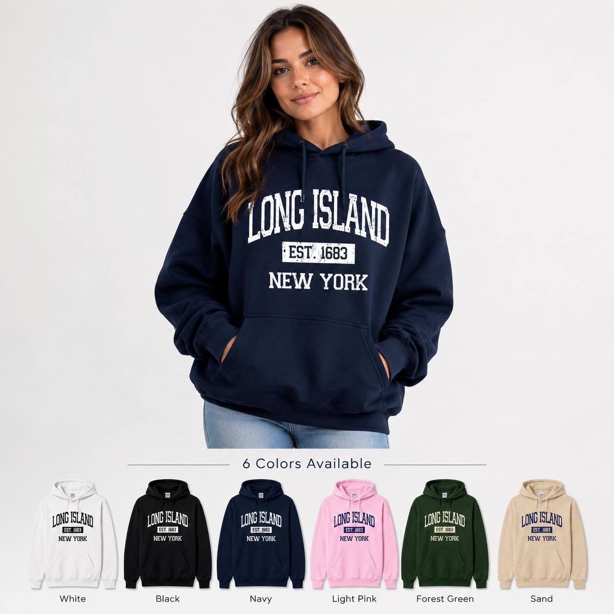 Long Island Est. 1683 Vintage Collegiate T-Shirt, Sweatshirt, Hoodie