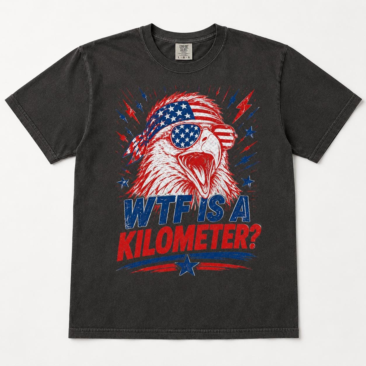 Patriotic Eagle WTF Is A Kilometer Shirt, Comfort Colors USA Graphic Tee