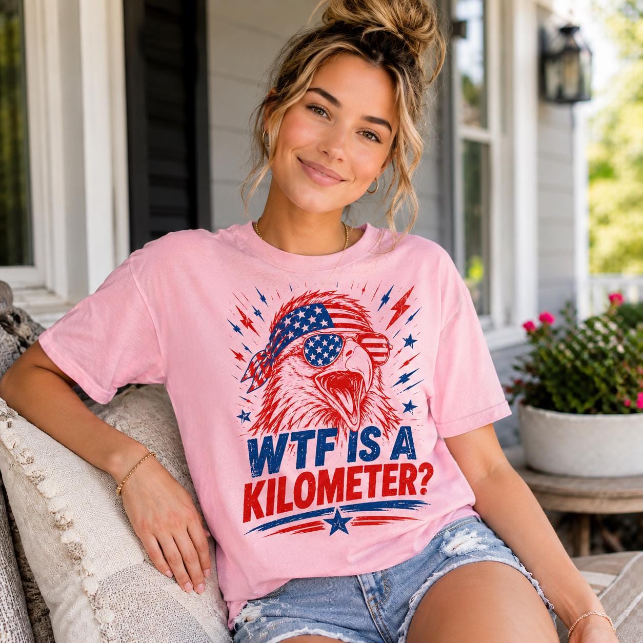 Patriotic Eagle WTF Is A Kilometer Shirt, Comfort Colors USA Graphic Tee