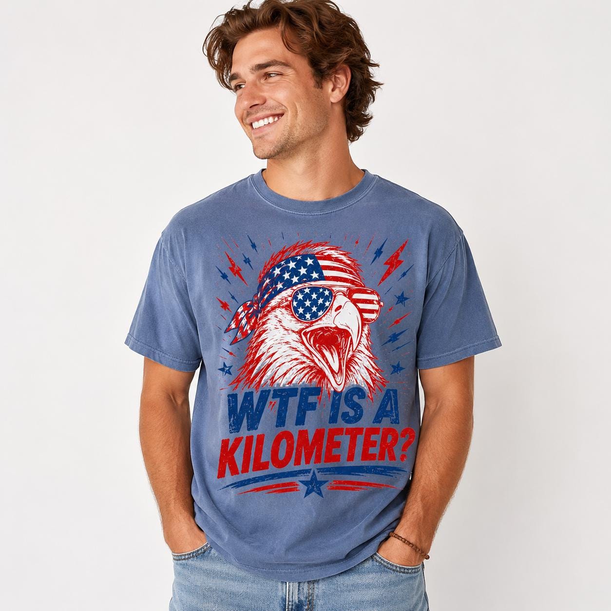 Patriotic Eagle WTF Is A Kilometer Shirt, Comfort Colors USA Graphic Tee