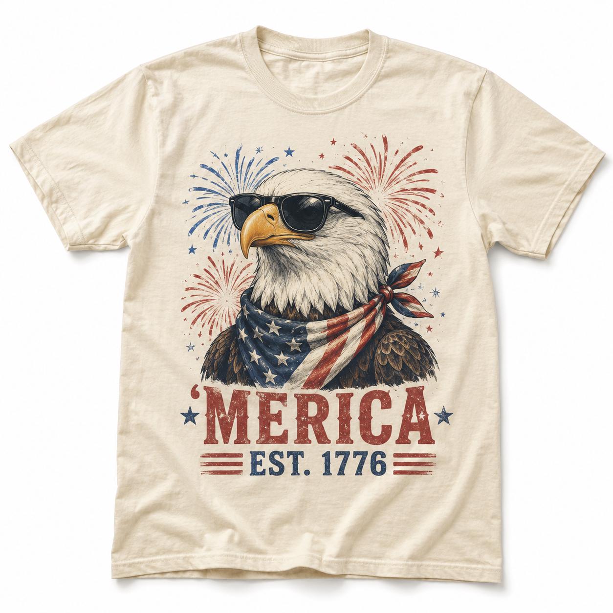 Feral Free Eagle Shirt, Comfort Colors Patriotic Tee, Independence Day EST 1776