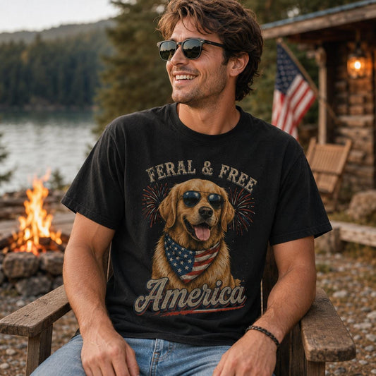 Golden Retriever America T-Shirt, Patriotic Dog Comfort Colors Tee