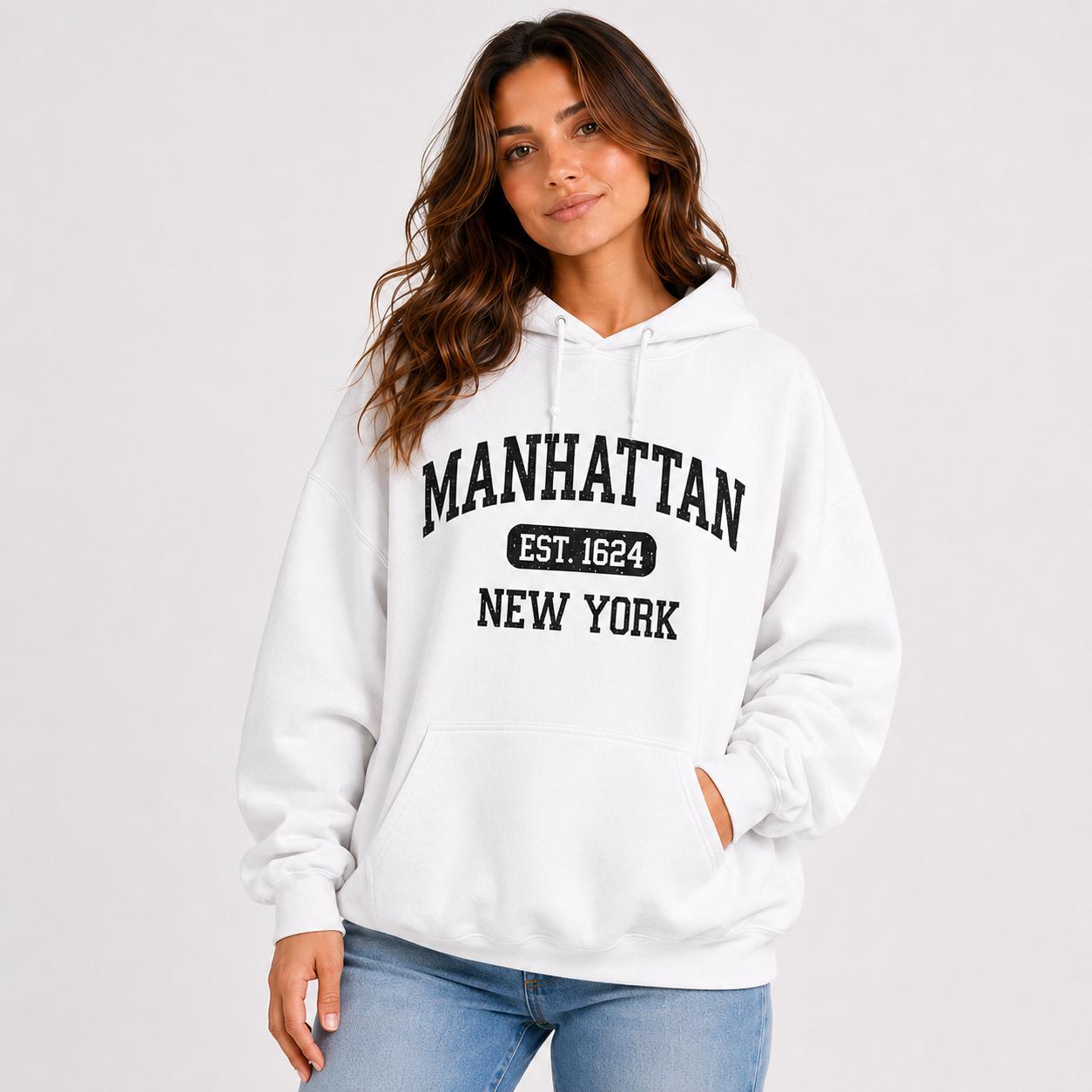 Manhattan Est. 1624 Vintage Collegiate T-Shirt, Sweatshirt, Hoodie