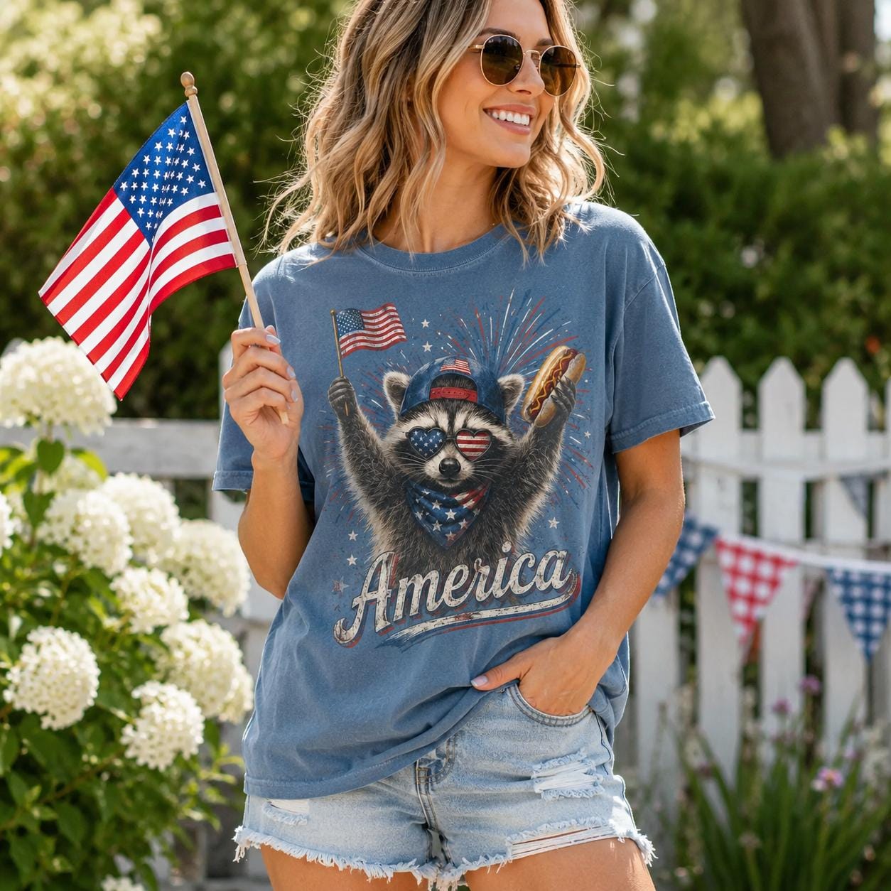 Feral Raccoon America Shirt, Patriotic 4th of July Comfort Colors Tee