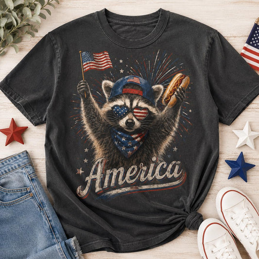 Feral Raccoon America Shirt, Patriotic 4th of July Comfort Colors Tee