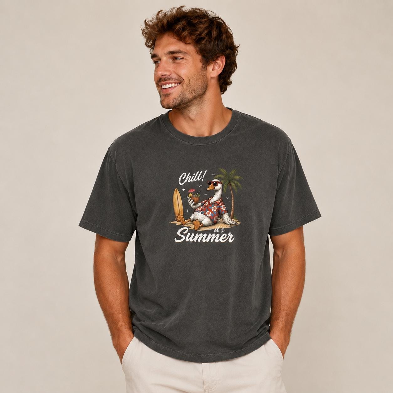 Chill Summer Goose Beach Shirt, Relaxed Vacation Comfort Colors Tee