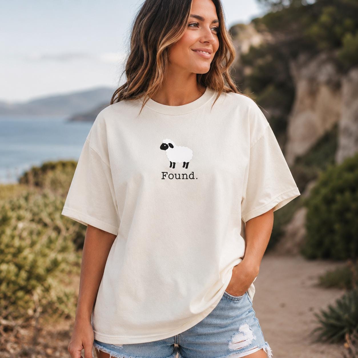 Found Sheep Shirt, Psalm 23 Lamb Tee, Minimalist Farm Animal Faith Shirt