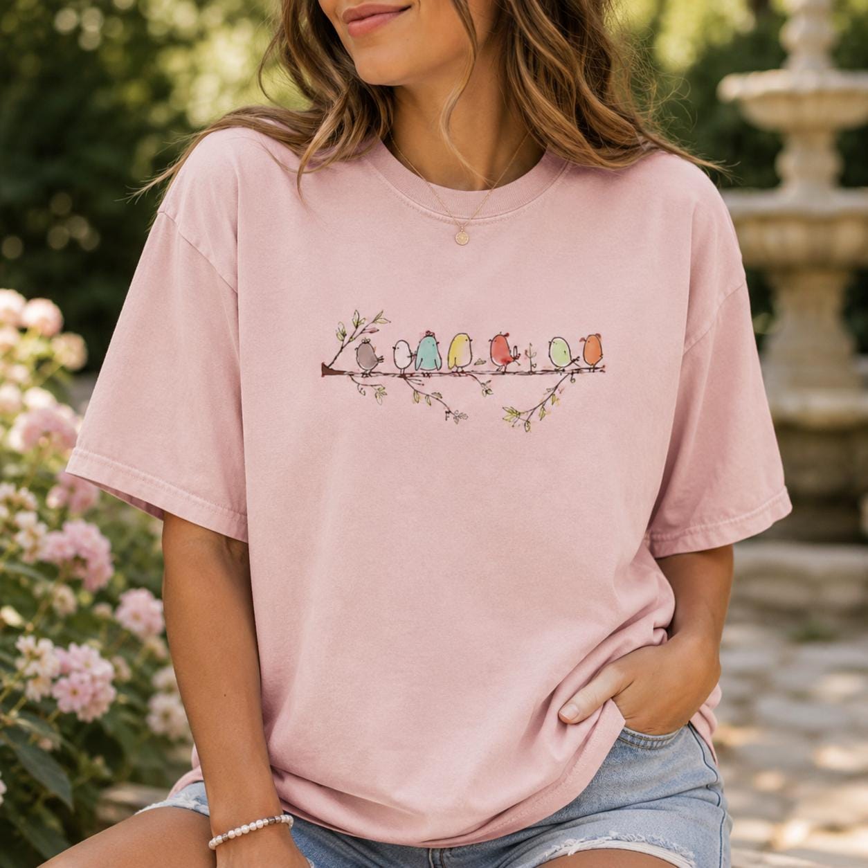 Comfort Colors Birdwatching Shirt, Birds on Branch Tee, Bird Lover Gift, Backyard Birder Apparel