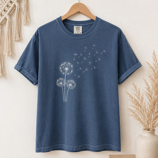 Comfort Colors Dandelion Graphic Tee, Minimalist Floral Boho Garden Shirt