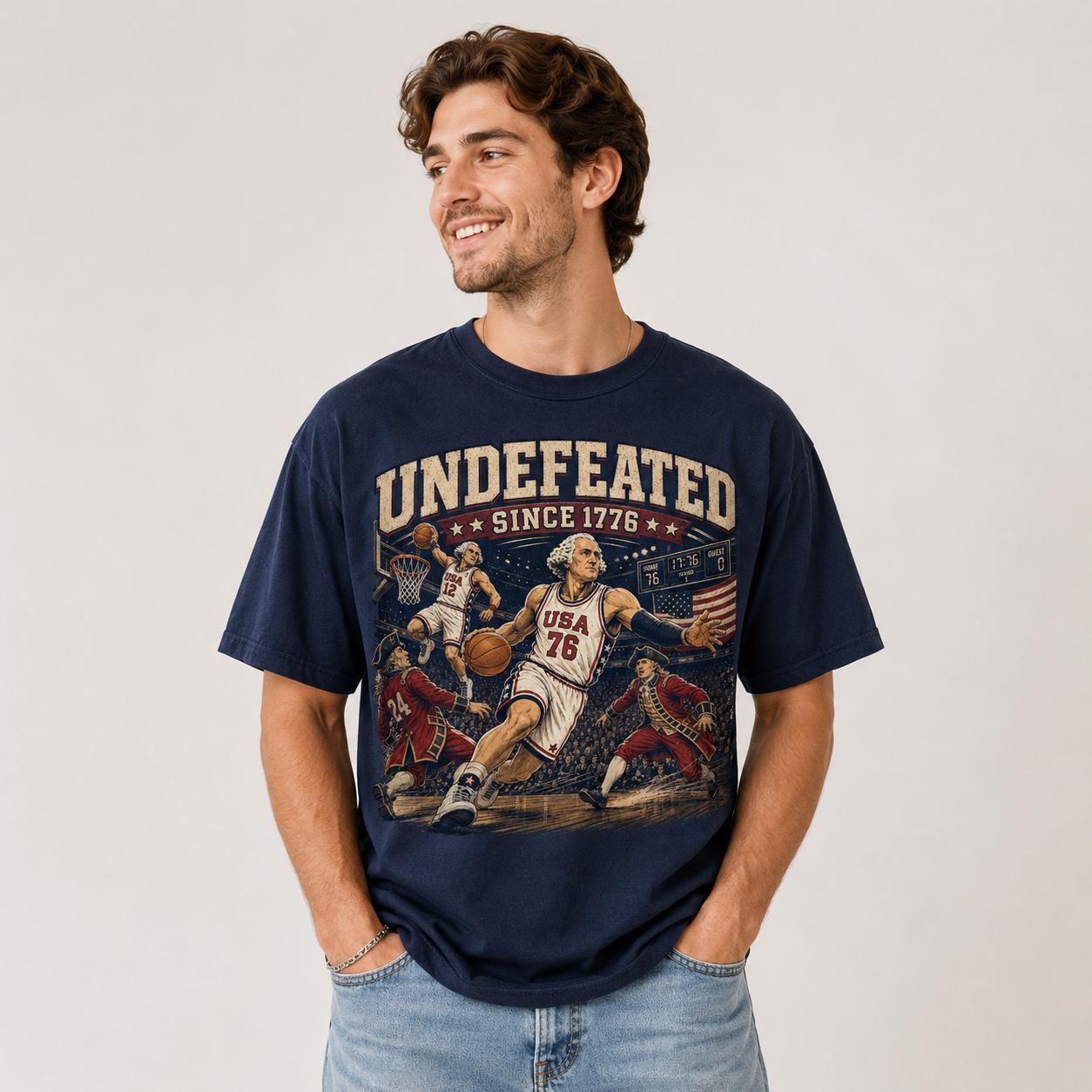 Undefeated Since 1776 Basketball Shirt, Patriotic USA Game Day Tee