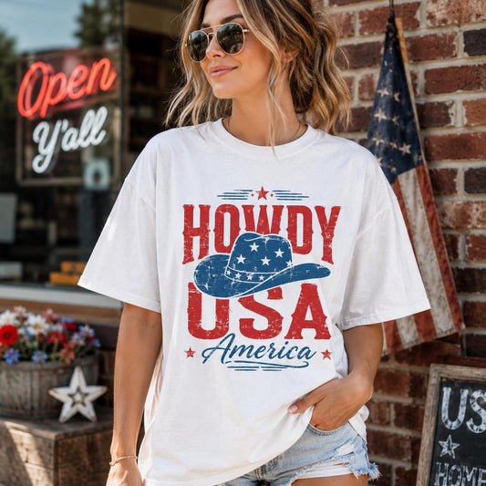 Howdy America Cowboy Hat T-Shirt, Sweatshirt, Hoodie