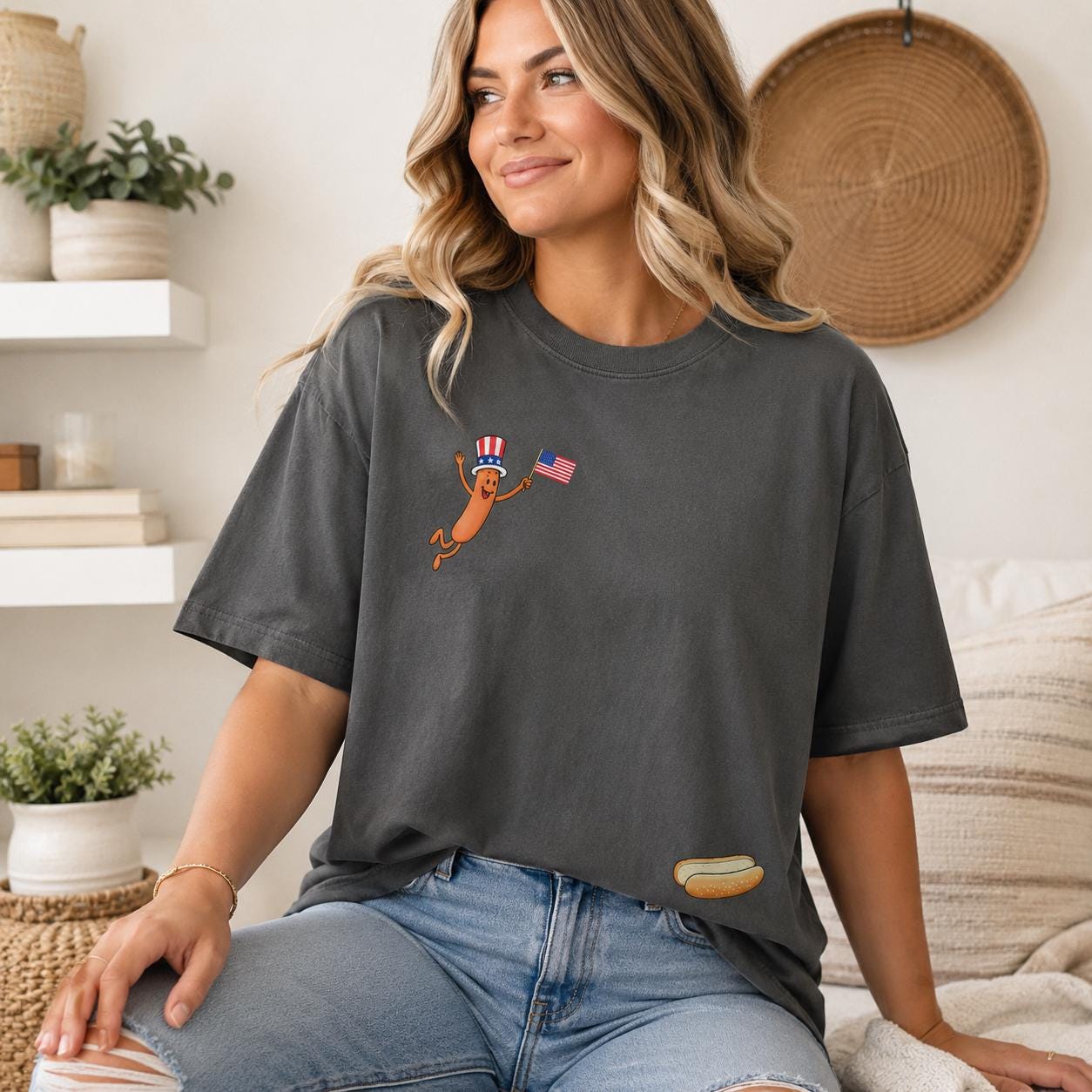 Uncle Sam Hot Dog Dive Shirt, Patriotic 4th of July BBQ Tee
