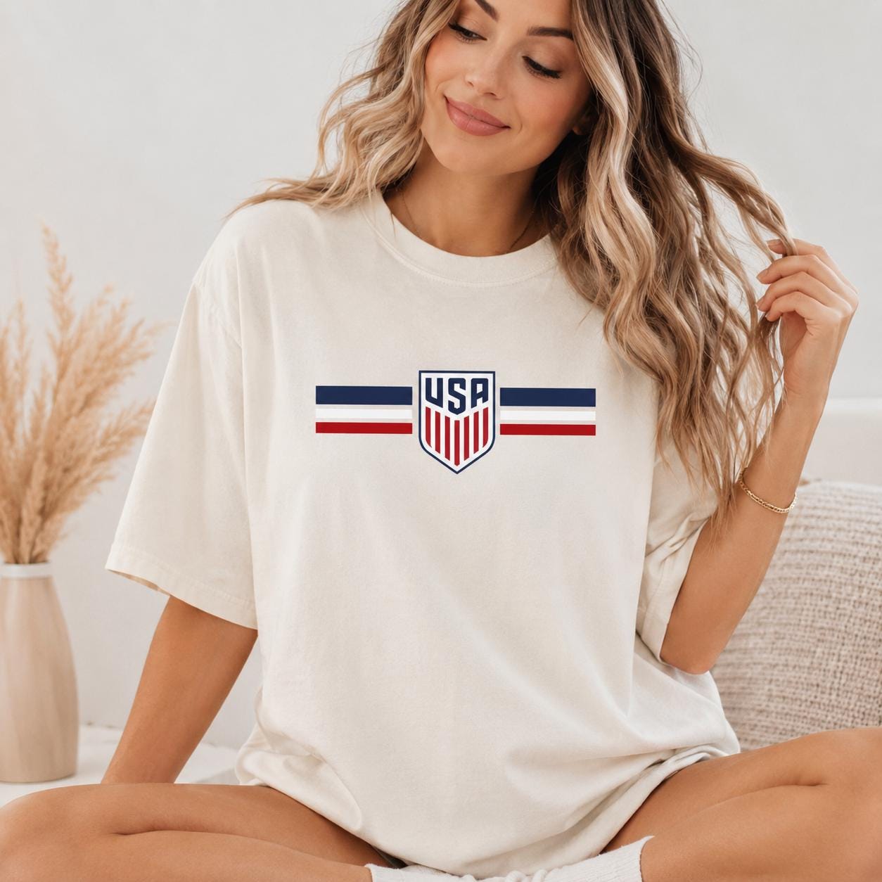USA Soccer Fan Tee, Comfort Colors Patriotic Game Day Shirt